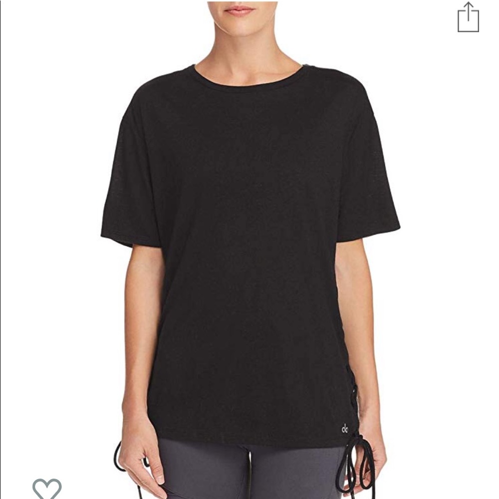 Alo Yoga bliss short sleeve lace love top sz M NWT